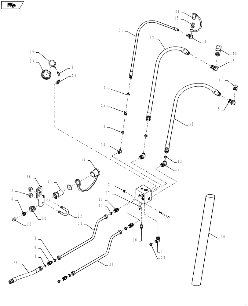 Схема запчастей Case IH DH302 - (20.07.01[2]) - HYDRAULIC SUPPLY & RETURN, FROM PIN YAZB01204 (07) - HYDRAULICS