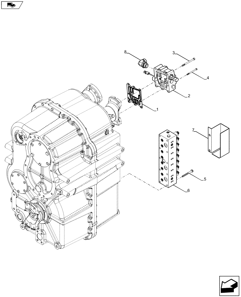 Схема запчастей Case IH QUADTRAC 550 - (21.135.01) - POWER SHIFT TRANSMISSION - VALVE MOUNTING (21) - TRANSMISSION