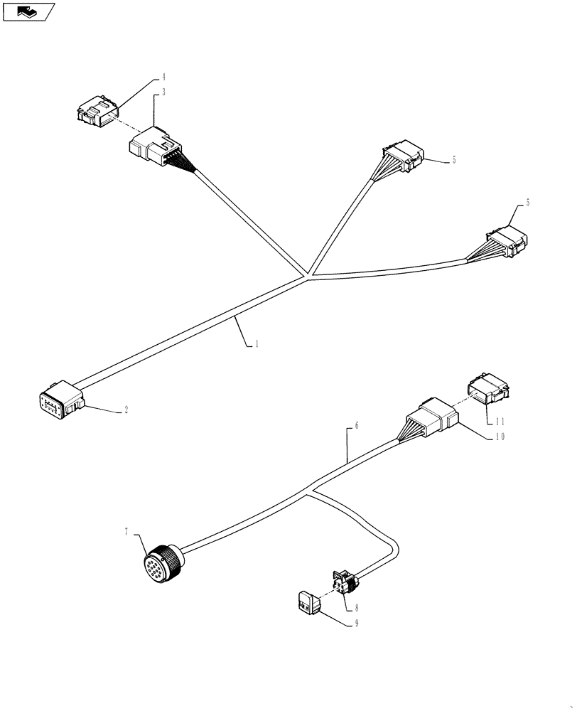 Схема запчастей Case IH QUADTRAC 600 - (55.100.30) - HARNESS - GPS ANTENNA, ROOF & SUB-ROOF (55) - ELECTRICAL SYSTEMS