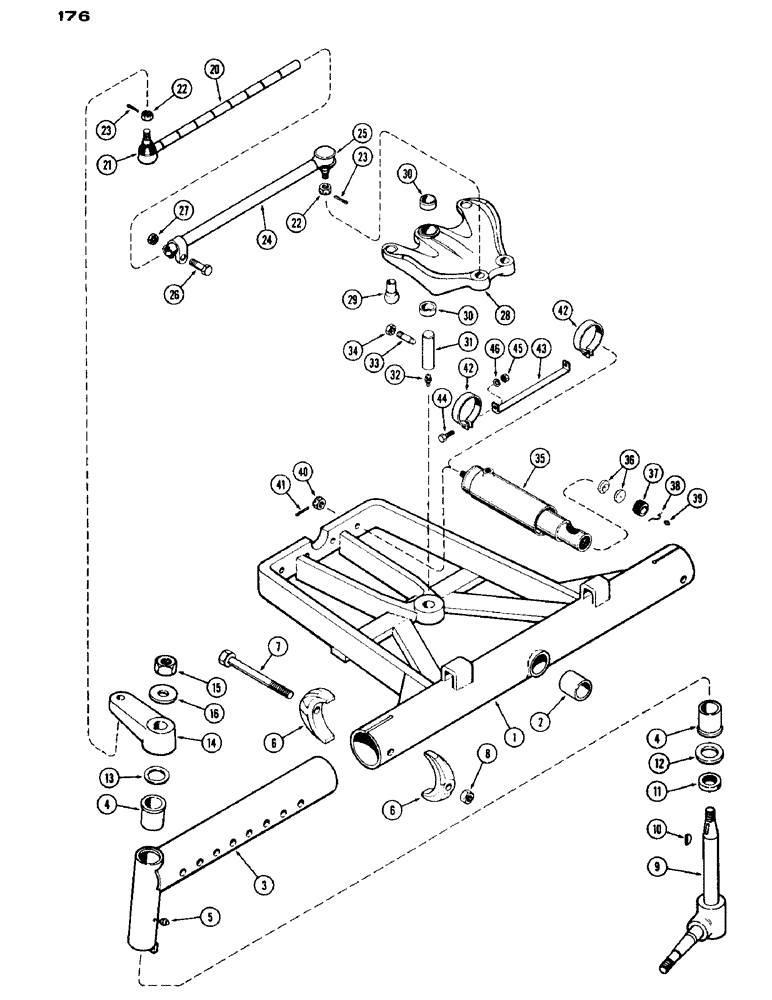 Схема запчастей Case IH 430 - (176) - HYDROSTATIC STEERING, ADJUSTABLE FRONT AXLE, 52" TO 80" (05) - STEERING