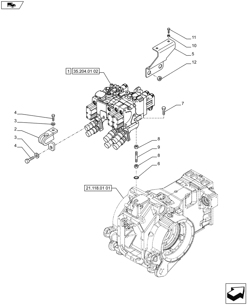 Схема запчастей Case IH PUMA 170 - (35.204.01[01]) - 3 REMOTE CONTROL VALVES, ELECTRONIC (35) - HYDRAULIC SYSTEMS