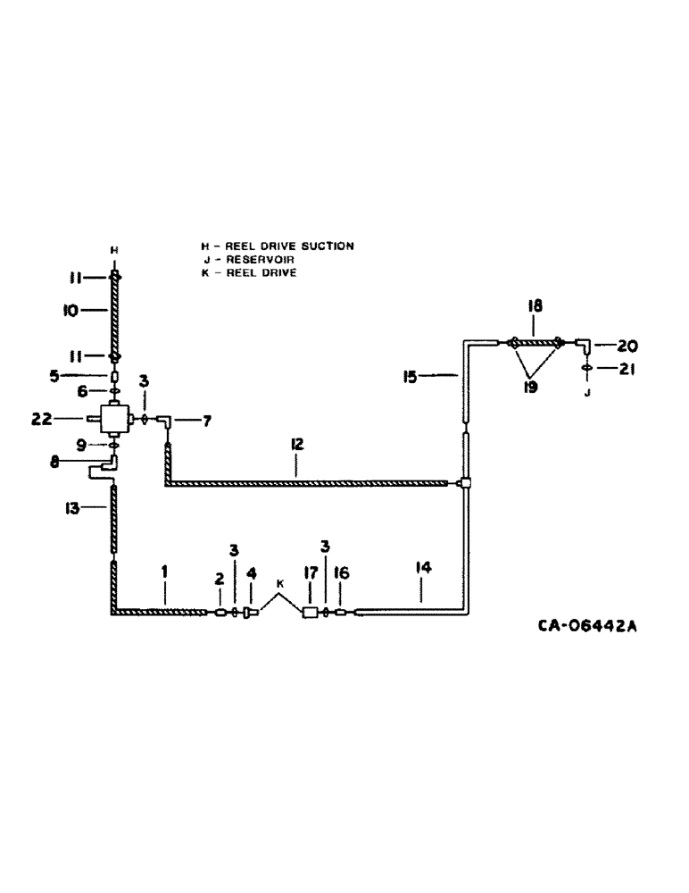 Схема запчастей Case IH 1480 - (10-17) - HYDRAULICS, REEL DRIVE DIAGRAM, SERIAL NO. 24001 THRU 54000 (07) - HYDRAULICS