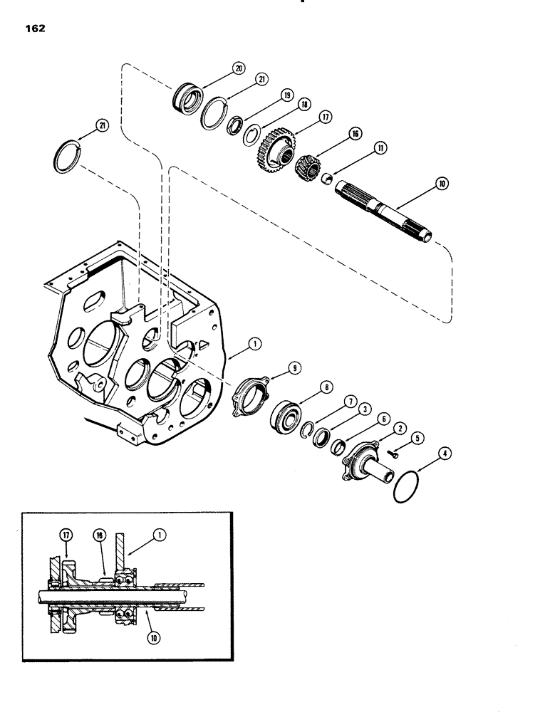 Схема запчастей Case IH 1090 - (162) - RANGE SHAFT AND GEARS, MECHANICAL SHIFT (06) - POWER TRAIN