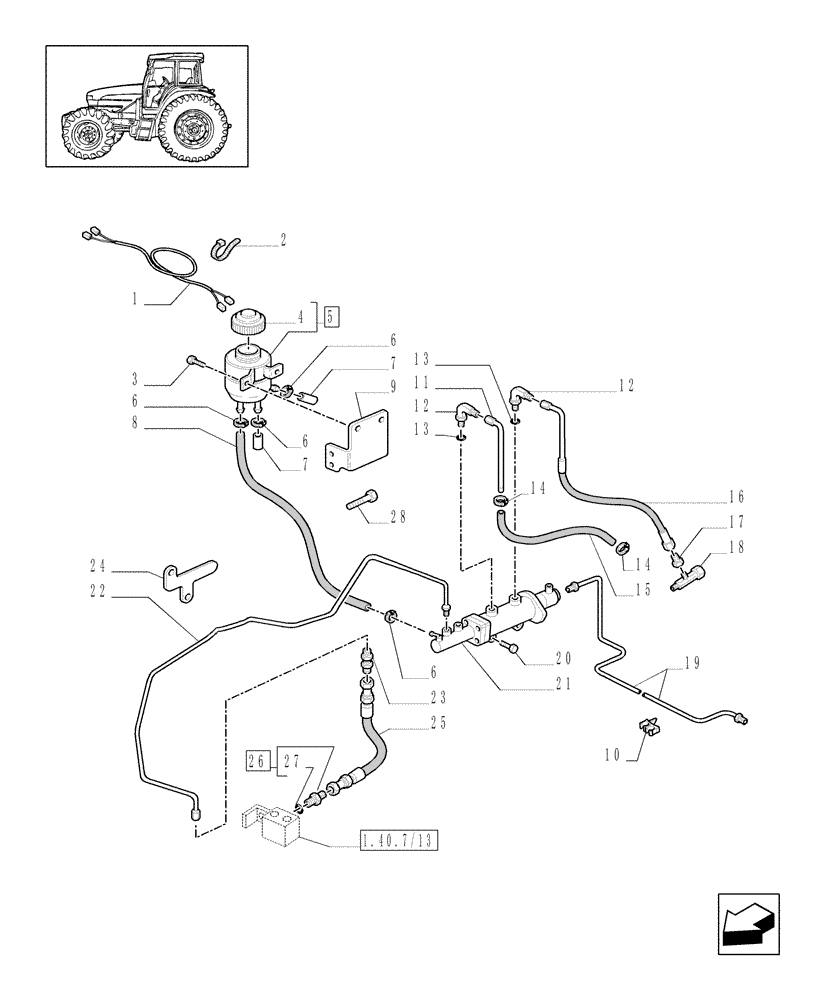 Схема запчастей Case IH MXM155 - (1.68.5/03[02]) - (VAR.463/1) 4WD FRONT AXLE WITH SUSPENSIONS, BRAKE, TERRALOCK, FPS - BRAKE PIPES (05) - REAR AXLE