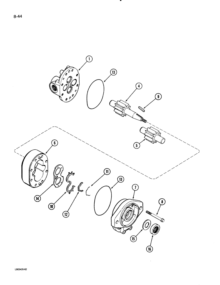 Схема запчастей Case IH 1620 - (8-44) - REEL DRIVE PUMP ASSEMBLY (07) - HYDRAULICS