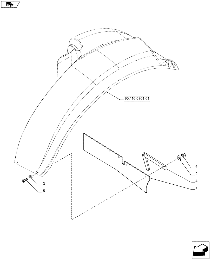 Схема запчастей Case IH PUMA 215 - (90.116.0301[02]) - WIDE REAR FENDERS - MUDGUARD (VAR.728292) (90) - PLATFORM, CAB, BODYWORK AND DECALS