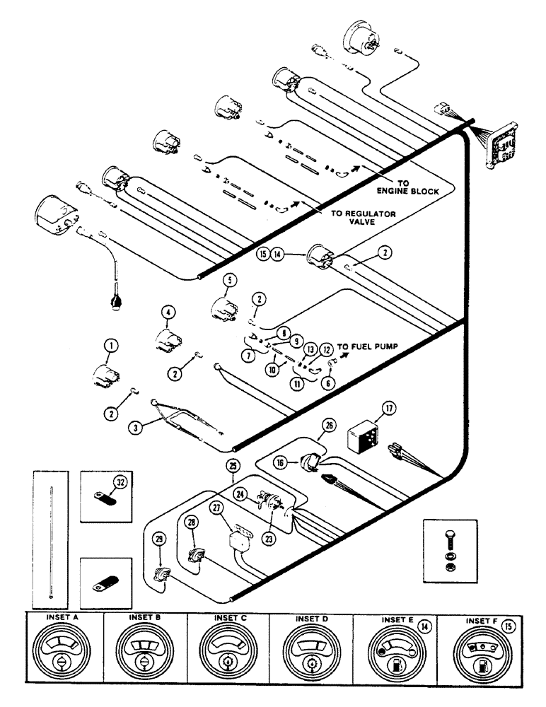 Схема запчастей Case IH 2670 - (084) - INSTRUMENTS AND WIRING, LOWER INSTRUMENTS, USED BEFORE TRACTOR SERIAL NUMBER 8825001 (04) - ELECTRICAL SYSTEMS