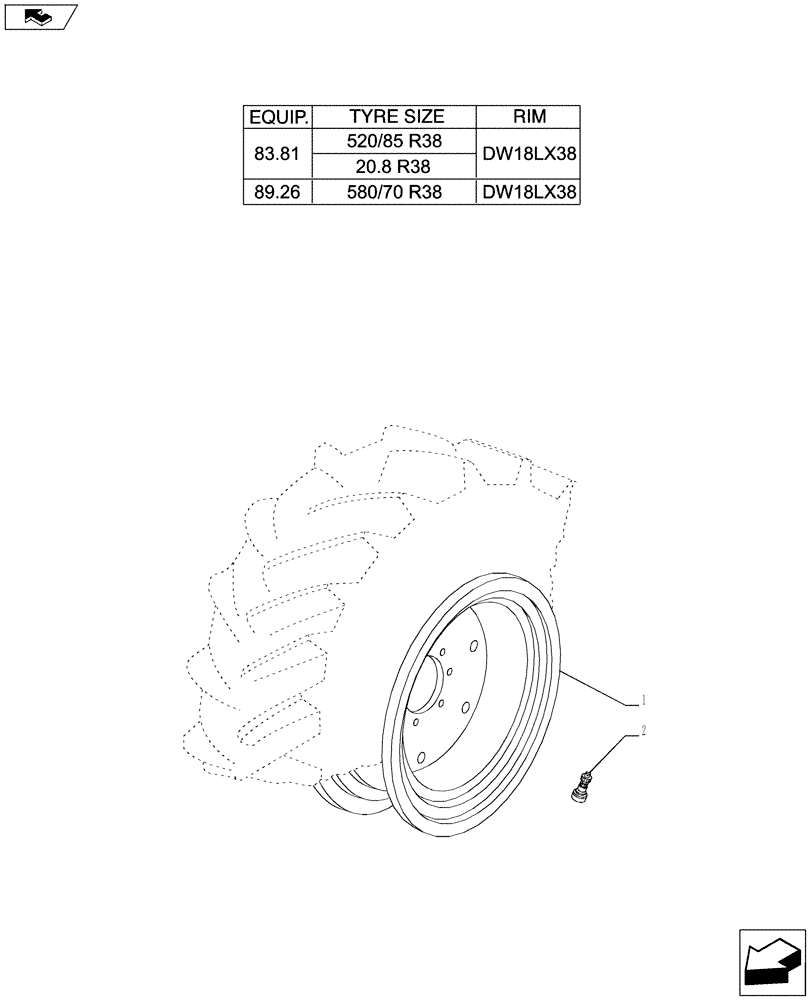 Схема запчастей Case IH PUMA 230 - (44.520.01[02]) - REAR WHEELS (44) - WHEELS