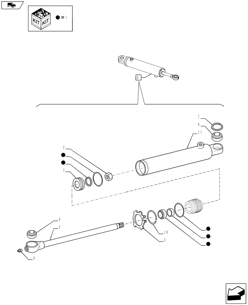 Схема запчастей Case IH PUMA 215 - (41.216.0101[02]) - CLASS 4 FRONT AXLE SUPERSTEER - HYDRAULIC STEERING CYLINDER - BREAKDOWN (VAR.728217) (41) - STEERING