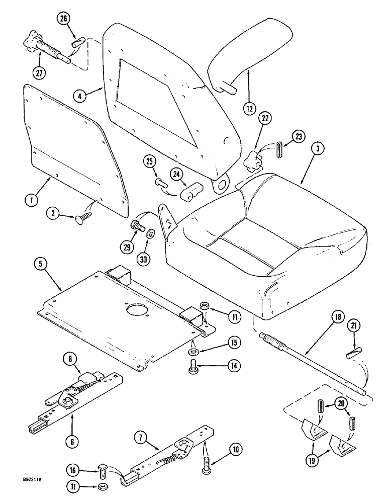 Схема запчастей Case IH 1666 - (9G-26) - MECHANICAL SUSPENSION SEAT, CUSHIONS AND SLIDES (10) - CAB & AIR CONDITIONING