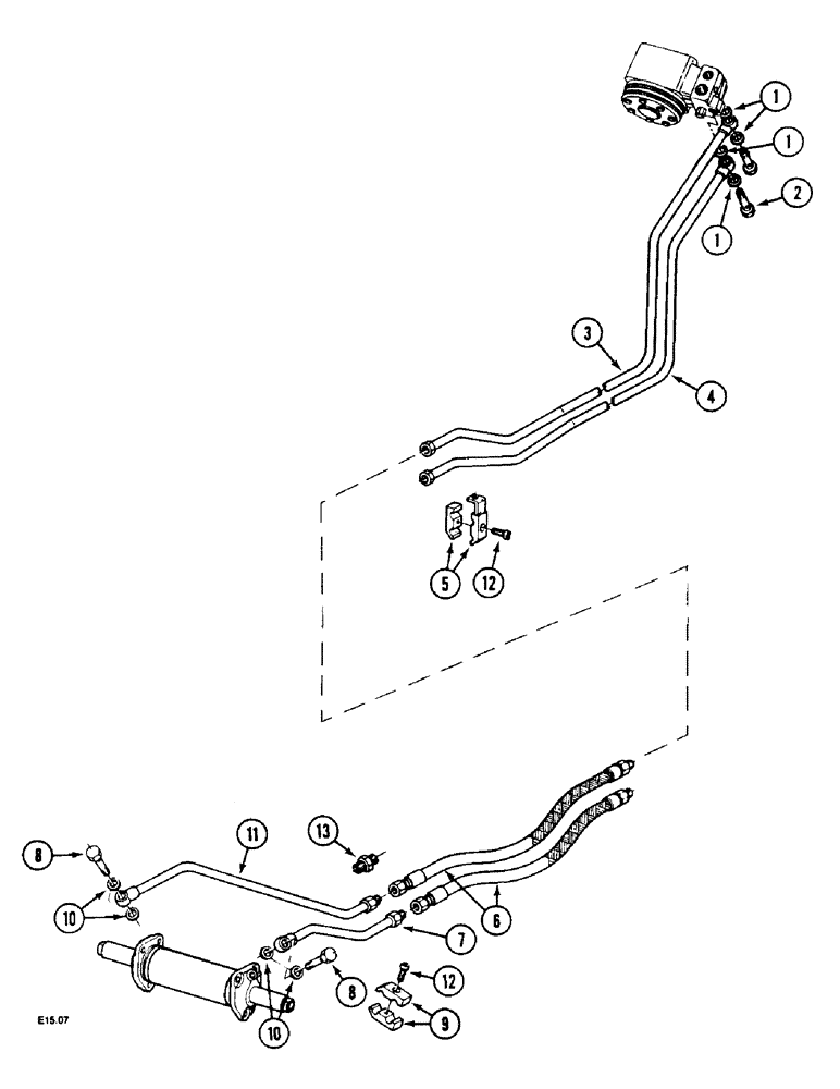 Схема запчастей Case IH 2150 - (5-16[C]) - STEERING PIPES, MFD, NARROW VERSION ONLY, VERSION WITH SINGLE PUMP, 2150 - PIN -CGC15013 (05) - STEERING