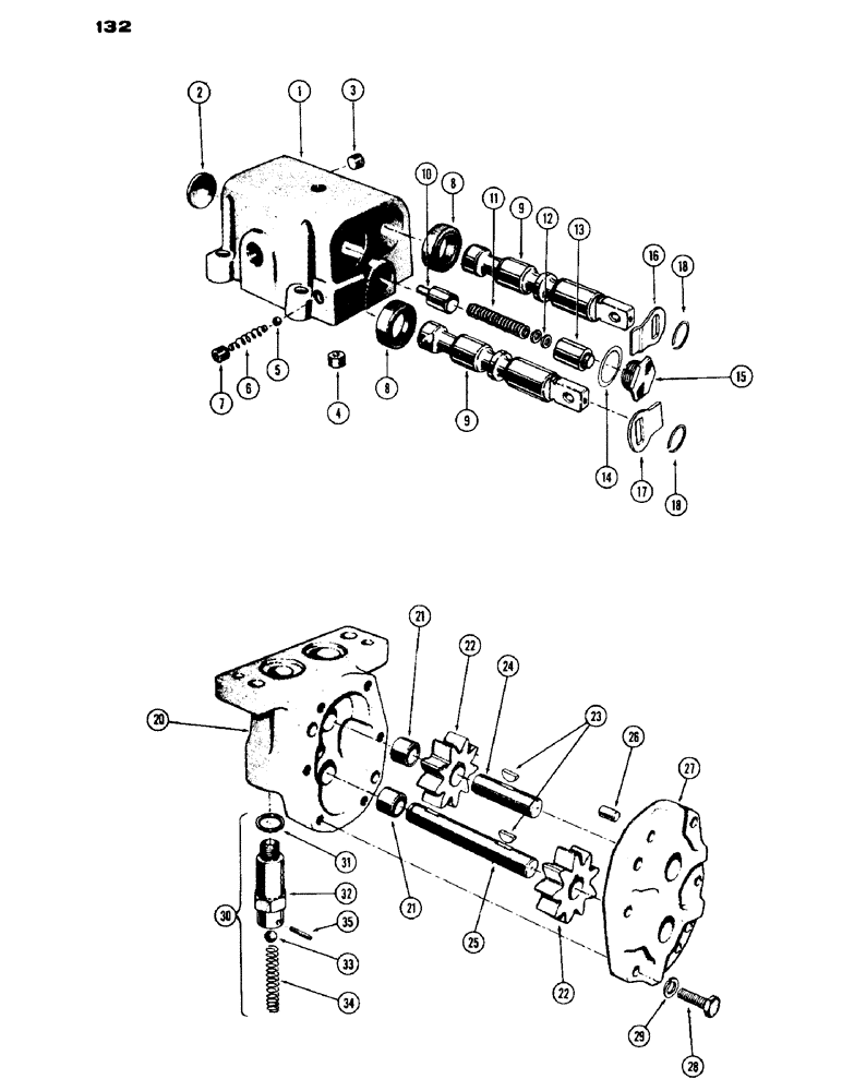 Схема запчастей Case IH 430 - (132) - CONTROL VALVE PARTS, PUMP PARTS, CASE-O-MATIC (06) - POWER TRAIN