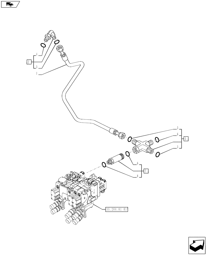 Схема запчастей Case IH PUMA 215 - (35.124.01[07]) - RIGHT LIFT ROD AND TOP LINK HYDRAULIC ADJUST W/ELECTRONIC CONTROL - PIPES (VAR.728484) (35) - HYDRAULIC SYSTEMS