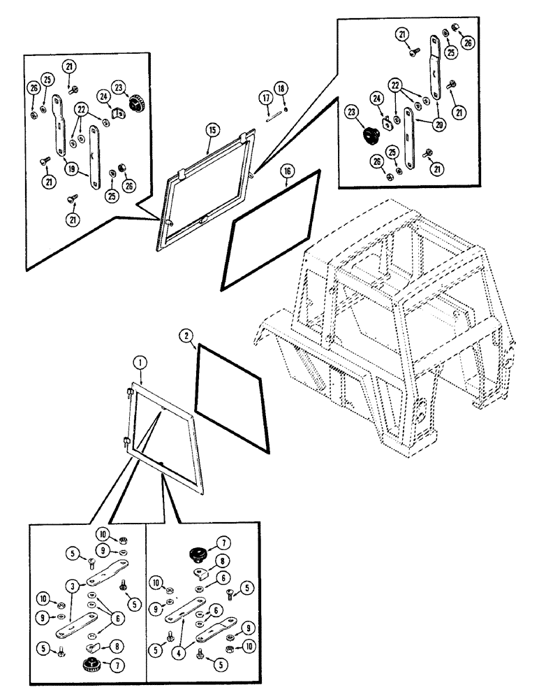 Схема запчастей Case IH 1370 - (278) - CAB, WINDOW ASSEMBLIES (09) - CHASSIS/ATTACHMENTS