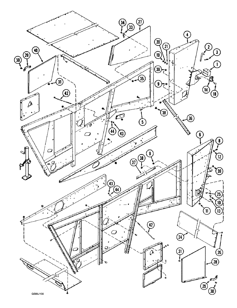 Схема запчастей Case IH 1682 - (9-158) - SEPARATOR SIDES AND SUPPORTS (09) - CHASSIS ATTACHMENTS