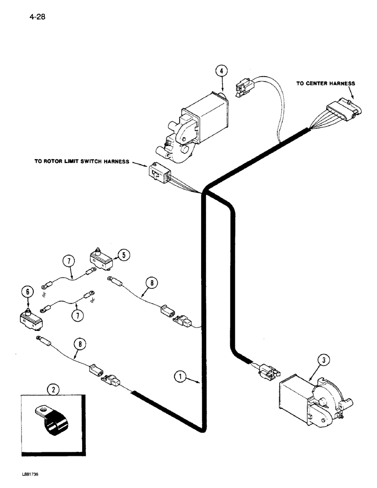 Схема запчастей Case IH 1640 - (4-28) - FAN AND ROTOR SPEED HARNESS (06) - ELECTRICAL