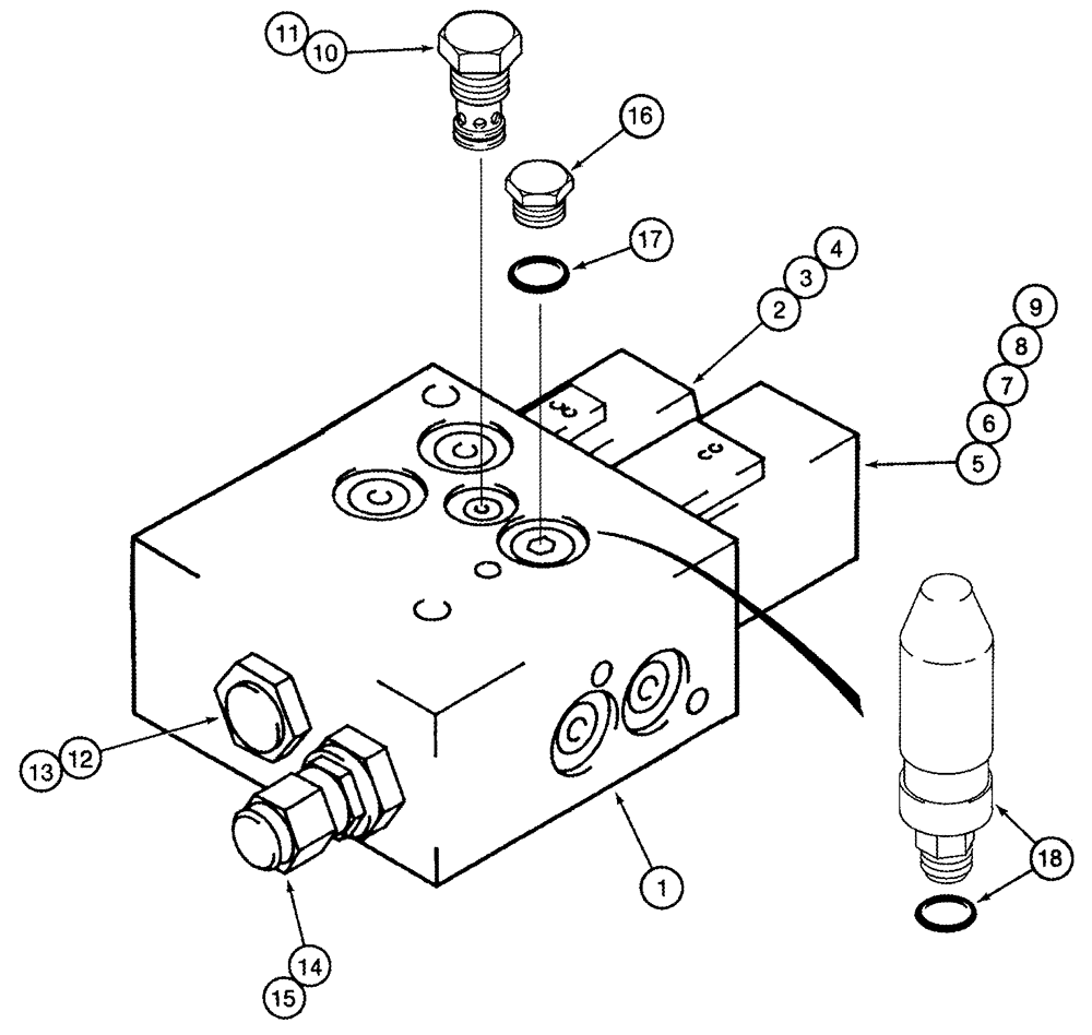 Схема запчастей Case IH 2344 - (08-18) - VALVE ASSY - PARKING BRAKE AND FEEDER CLUTCH (07) - HYDRAULICS