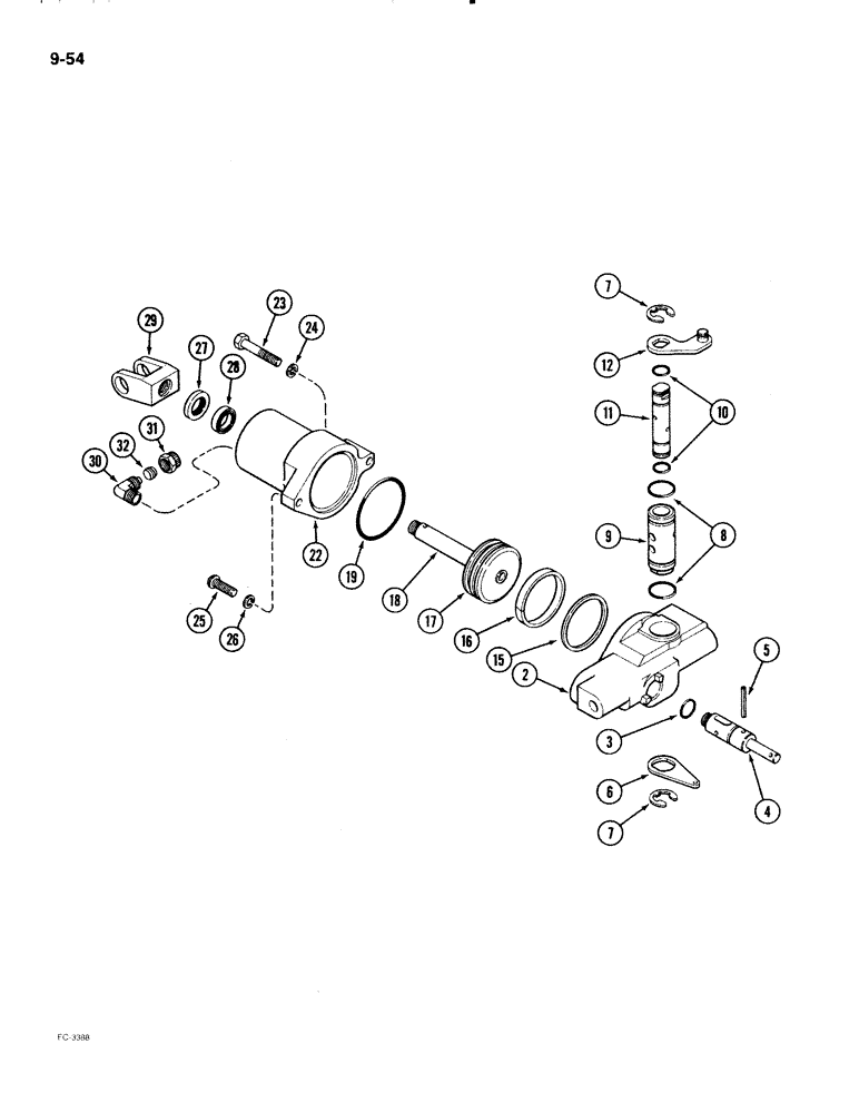 Схема запчастей Case IH 2096 - (9-054) - CYLINDER ASSEMBLY, AIR/OIL SUSPENSION SEAT (09) - CHASSIS/ATTACHMENTS