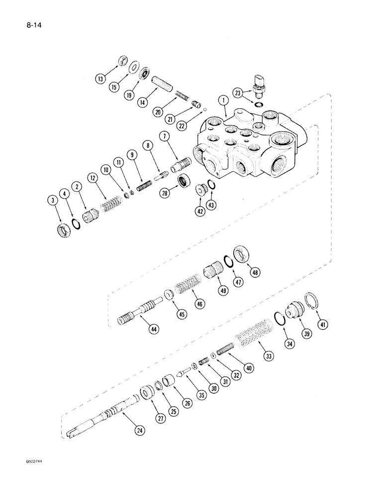 Схема запчастей Case IH 7140 - (8-014) - PTO VALVE ASSEMBLY, PRIOR TO TRANSMISSION S/N AJB0041225 (08) - HYDRAULICS