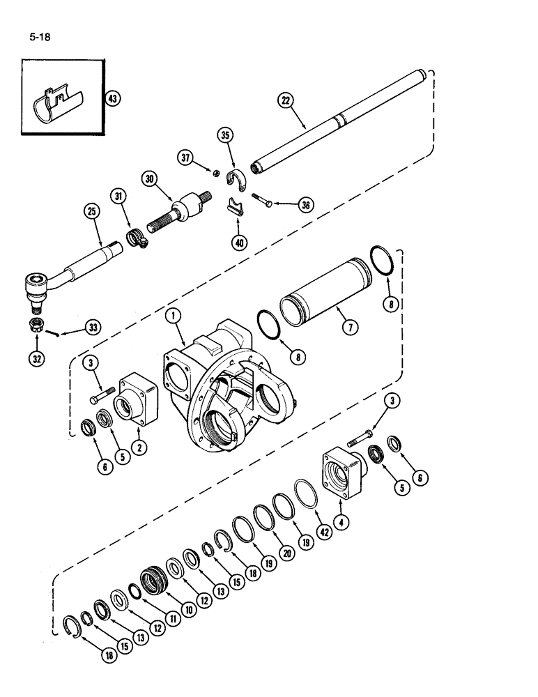 Схема запчастей Case IH 3394 - (5-18) - FRONT AXLE TIE RODS AND STEERING CYLINDER (05) - STEERING