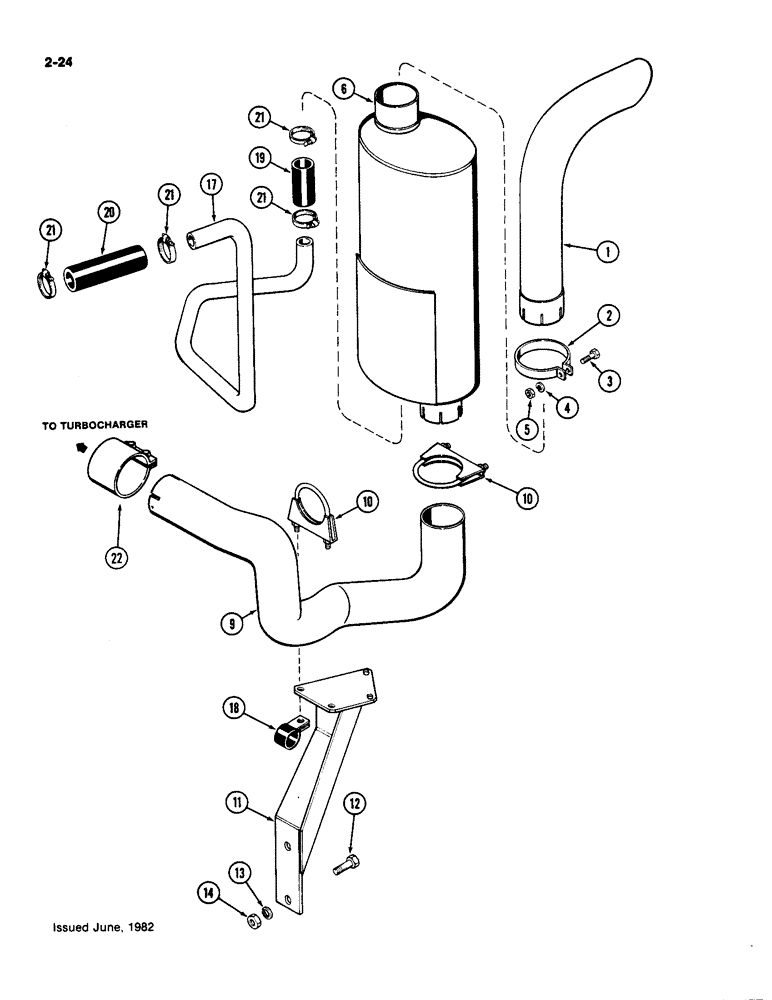 Схема запчастей Case IH 4490 - (2-024) - MUFFLER AND ASPIRATOR, 504BDT DIESEL ENGINE (02) - ENGINE