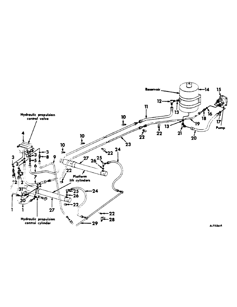 Схема запчастей Case IH 303 - (156) - PLATE LIFT AND PROPULSION CONTROLED HYDRAULIC DIAGRAM, MANUAL STEERING, SERIAL NO. 7277 AND BELOW (35) - HYDRAULIC SYSTEMS