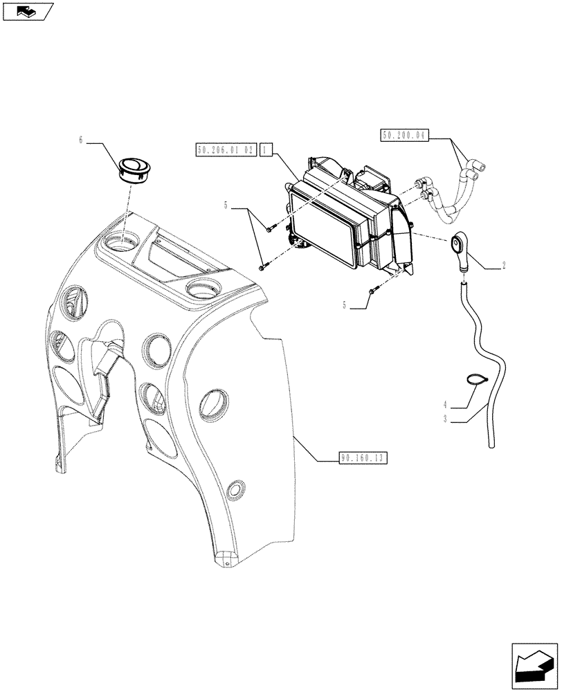 Схема запчастей Case IH FARMALL 75C - (50.206.01[01]) - HEATING SYSTEM - HEATER (50) - CAB CLIMATE CONTROL