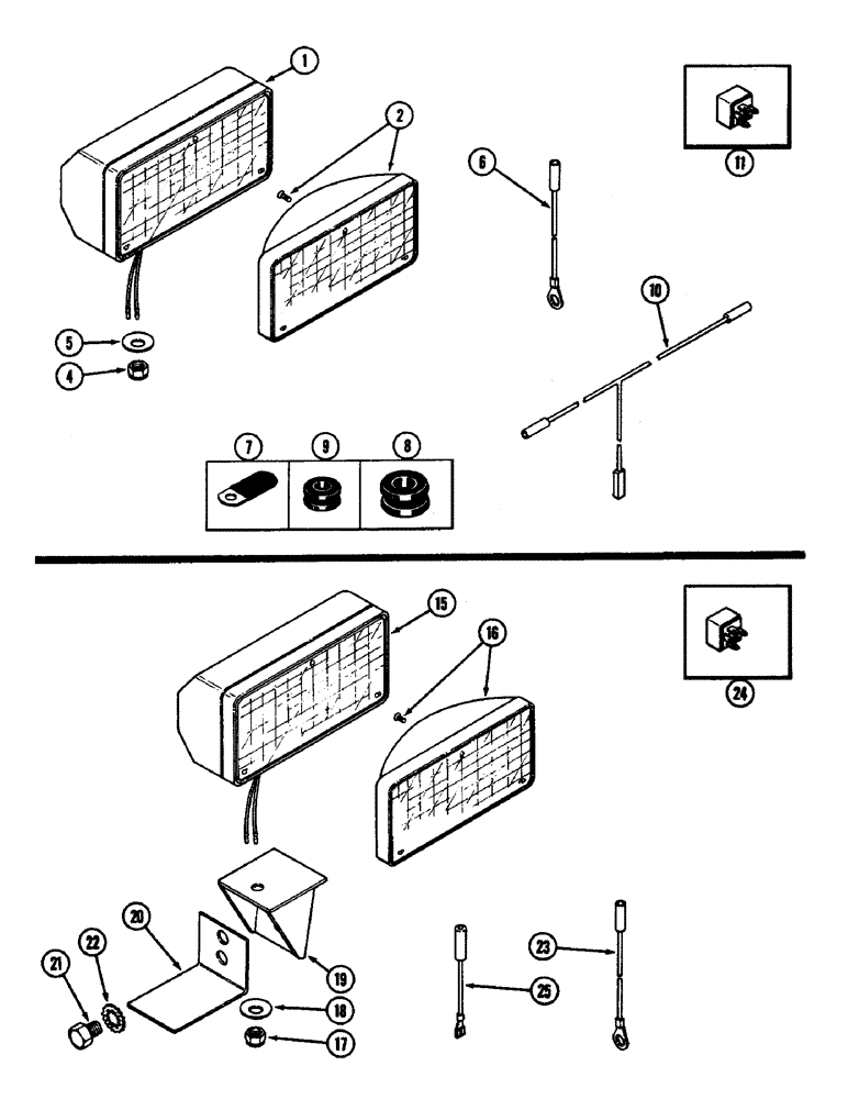 Схема запчастей Case IH 4890 - (4-105A) - FLOOD LAMP ATTACHMENTS, FRONT AND REAR (04) - ELECTRICAL SYSTEMS