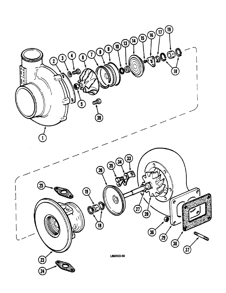 Схема запчастей Case IH 9150 - (2-38) - TURBOCHARGER, L-10 ENGINE (02) - ENGINE