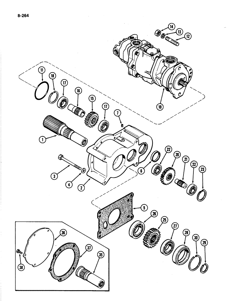 Схема запчастей Case IH 4894 - (8-264) - HYDRAULIC PUMP DRIVE (08) - HYDRAULICS