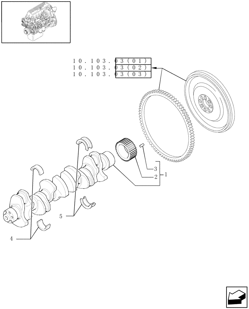 Схема запчастей Case IH 9120 - (10.103.01[02]) - CRANKSHAFT - 9120 (10) - ENGINE