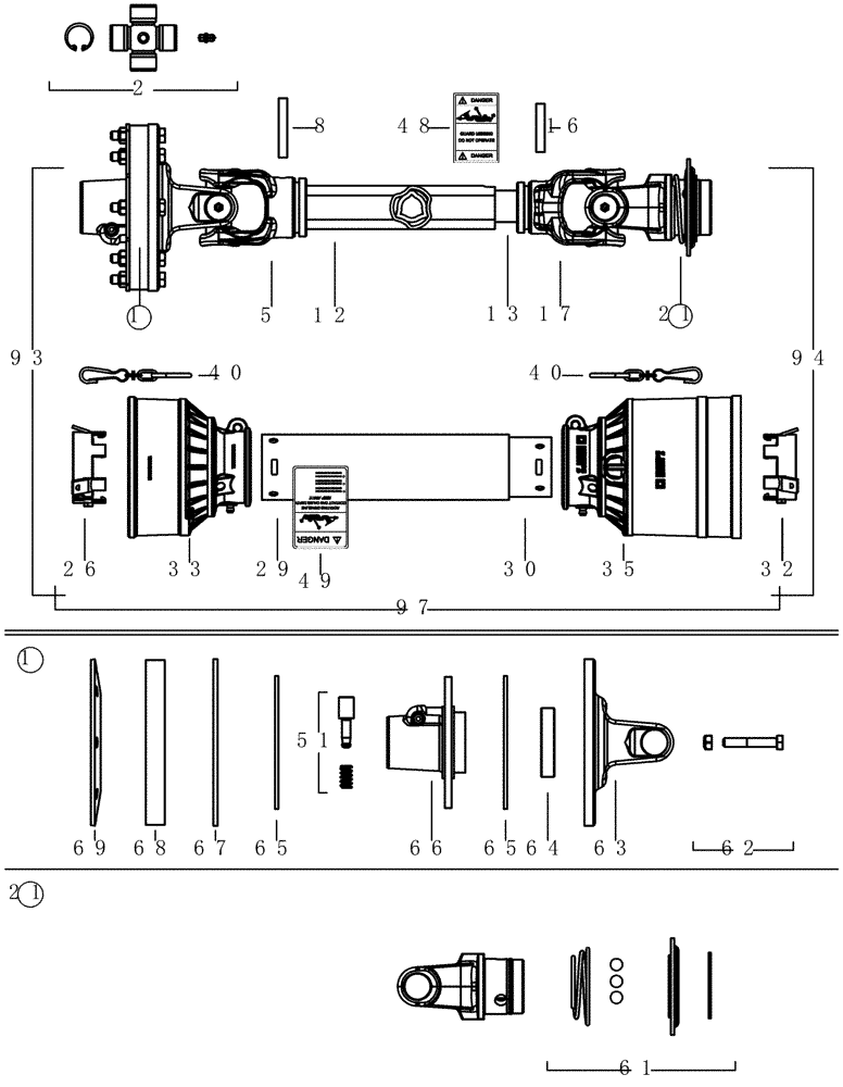 Схема запчастей Case IH 1020 - (09C-16) - DRIVE SHAFT 22.5, 25.0 AND 30.0 FOOT HEADER ASN CBJ044231 (09) - CHASSIS/ATTACHMENTS