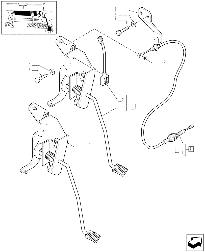 Схема запчастей Case IH MAXXUM 100 - (1.95.3[01A]) - ACCELERATOR PEDAL - D6123 - C6453 (10) - OPERATORS PLATFORM/CAB