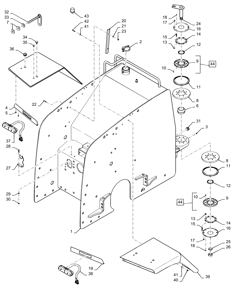 Схема запчастей Case IH STEIGER 385 - (09-46) - REAR FRAME, WHEEL TRACTOR (09) - CHASSIS