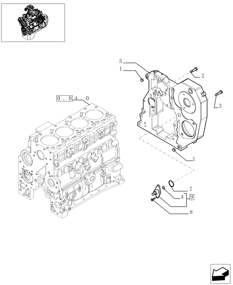 Схема запчастей Case IH F4GE0454A D610 - (0.04.3[01]) - CRANKCASE COVERS (504035016) 