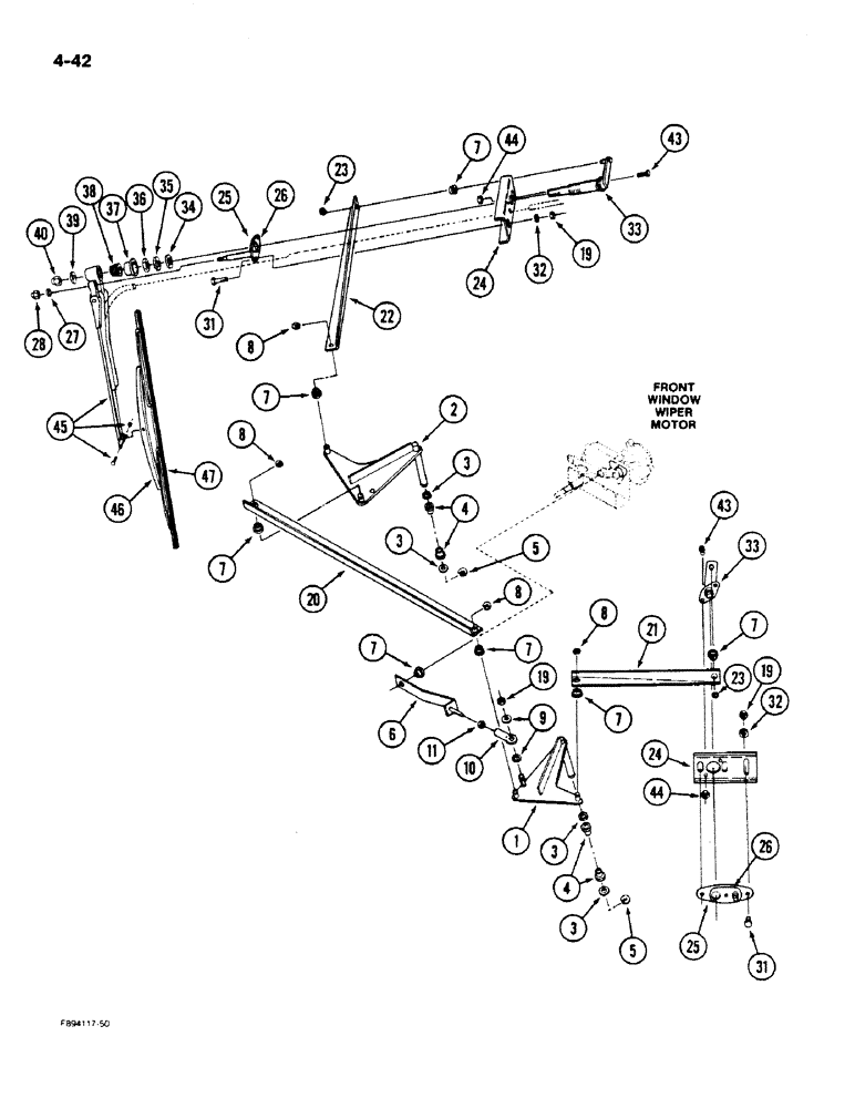 Схема запчастей Case IH 9180 - (4-42) - SIDE WINDOW WIPERS, IF EQUIPPED (04) - ELECTRICAL SYSTEMS