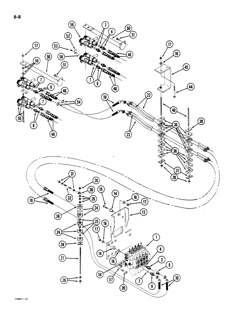 Схема запчастей Case IH STEIGER - (8-008) - HYDRAULIC COUPLERS AND LINES (08) - HYDRAULICS