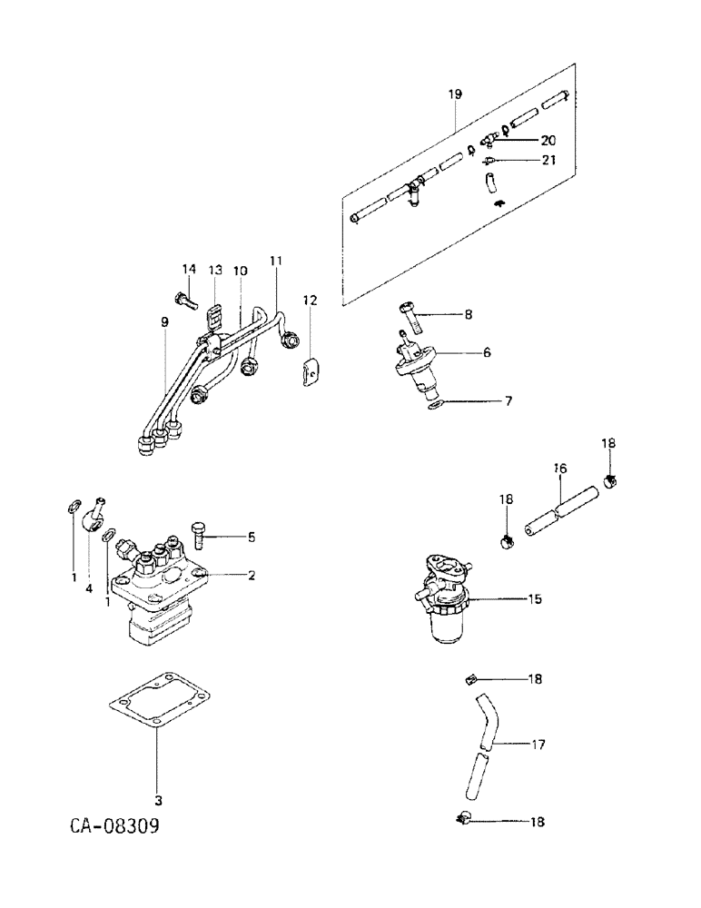 Схема запчастей Case IH 254 - (12-21) - POWER, FUEL SUPPLY, FUEL INJECTION PUMP, NOZZLES, FUEL FILTER AND FITTED PARTS Power