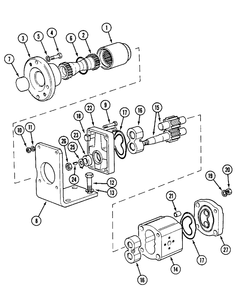 Схема запчастей Case IH 1594 - (8-262) - SINGLE HYDRAULIC PUMP (08) - HYDRAULICS