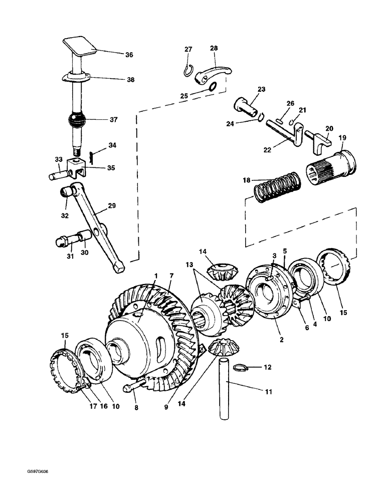 Схема запчастей Case IH 1210 - (6-58) - DIFFERENTIAL AND DIFFERENTIAL LOCK, TRACTORS FOR EUROPE ONLY (06) - POWER TRAIN