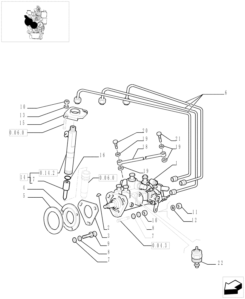 Схема запчастей Case IH JX55 - (0.14.0/03[01]) - FUEL INJECTION PUMP ASSEMBLY (AFTER S/N 13287) (01) - ENGINE