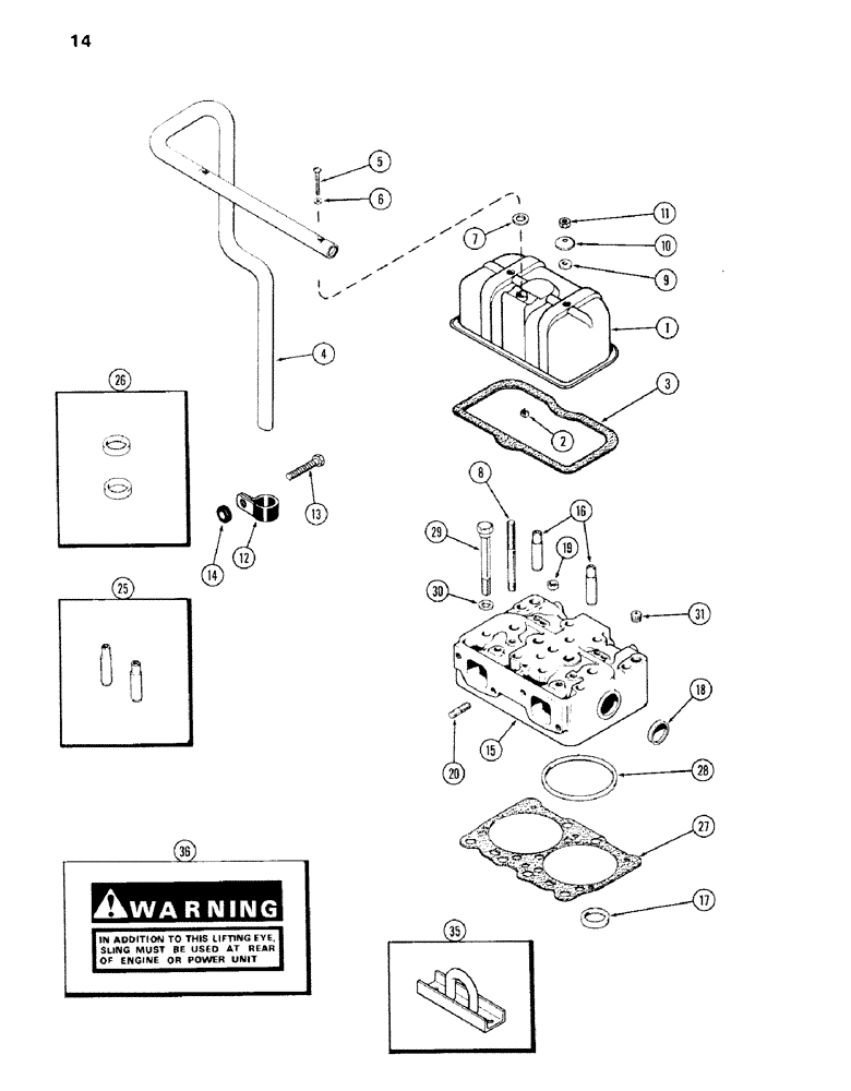 Схема запчастей Case IH 336BD - (014) - CYLINDER HEAD AND COVER, ENGINE LESS FUEL DEVICE, 336BD NATURALLY ASPIRATED ENGINES 
