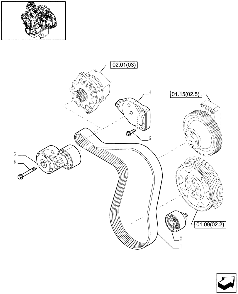 Схема запчастей Case IH WDX1202S - (01.15[02.4]) - WATER PUMP - CONTROL (01) - ENGINE