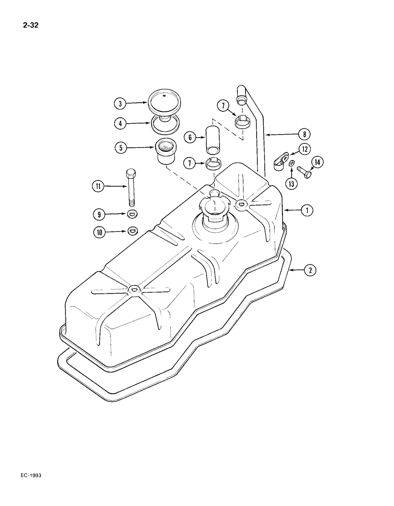 Схема запчастей Case IH 385 - (2-032) - VALVE HOUSING COVER (02) - ENGINE