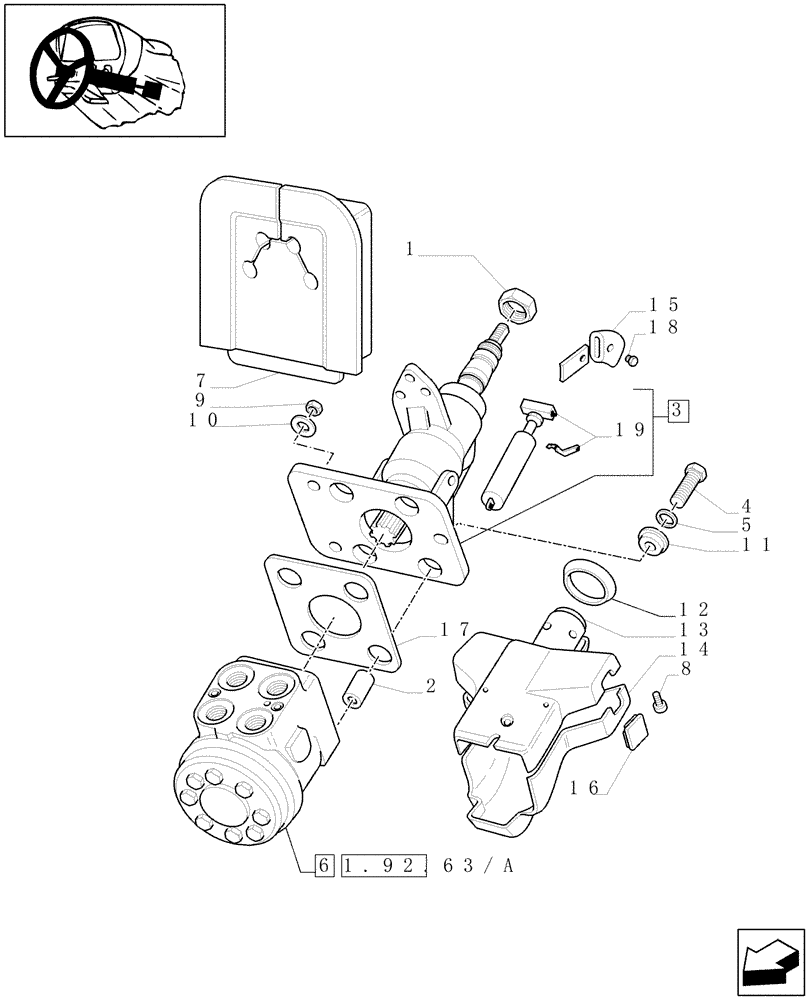 Схема запчастей Case IH JX1070C - (1.92.63[02]) - STEERING COLUMN (10) - OPERATORS PLATFORM/CAB