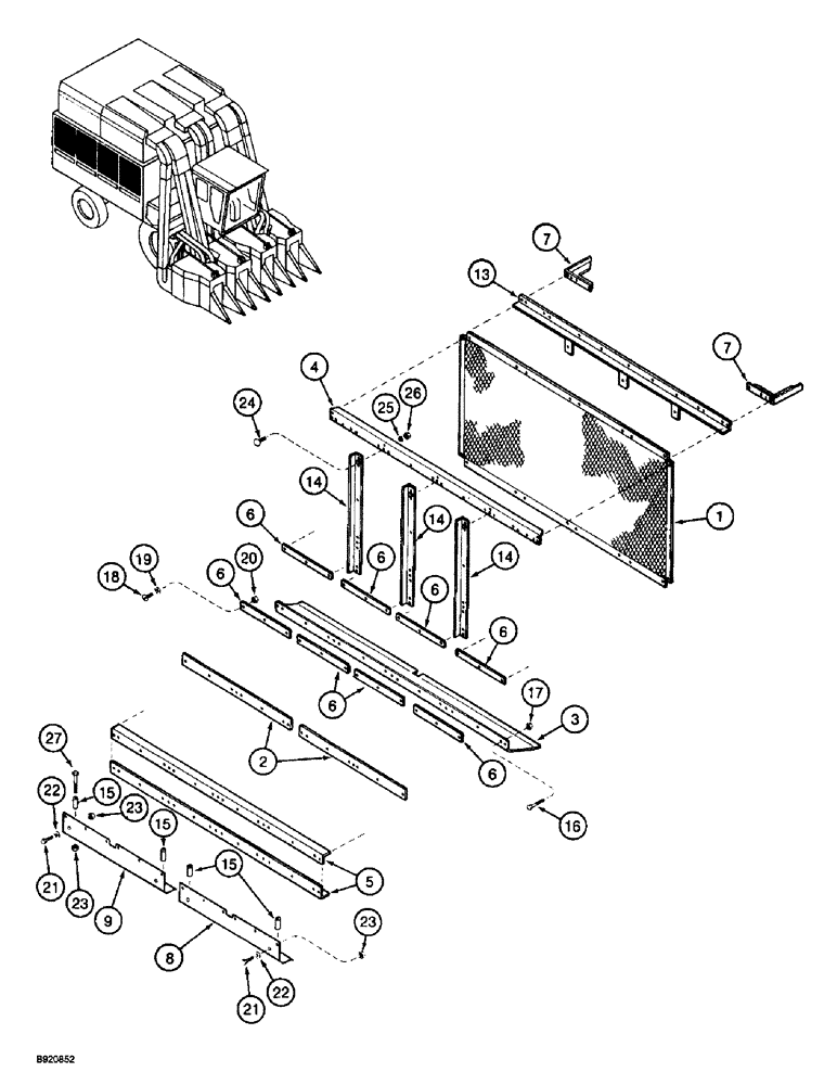 Схема запчастей Case IH 2044 - (9D-18) - BASKET SIDE, RIGHT-HAND (16) - BASKET