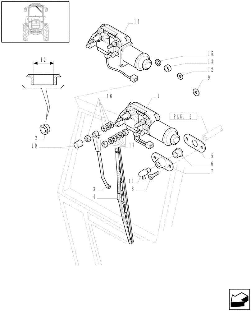 Схема запчастей Case IH JX1085C - (1.92.91[01]) - FRONT WINDSHIELD WIPER (10) - OPERATORS PLATFORM/CAB