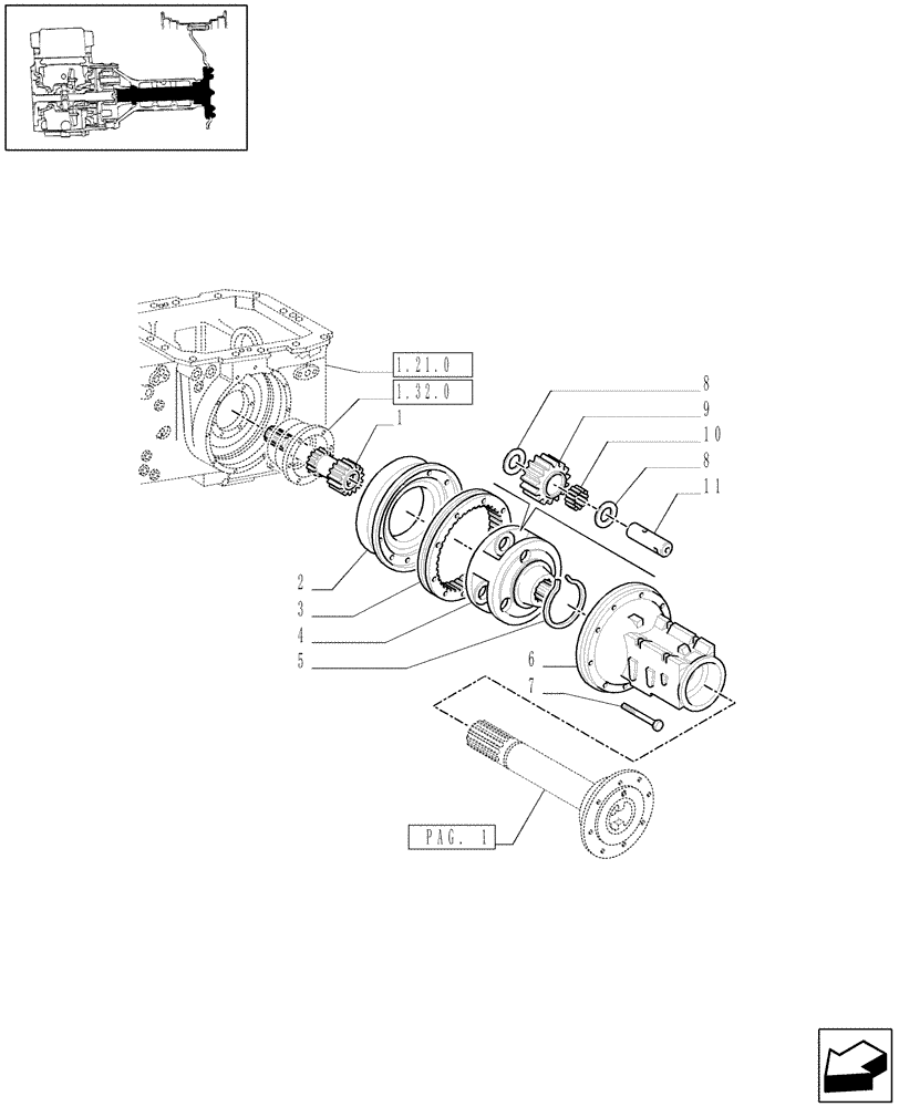 Схема запчастей Case IH JX1070N - (1.48.1[03]) - FINAL DRIVE, GEARS AND SHAFTS (05) - REAR AXLE