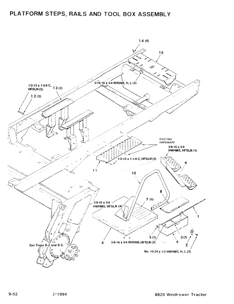 Схема запчастей Case IH 8820 - (9-52) - PLATFORM STEPS, RAILS AND TOOL BOX ASSEMBLY (09) - CHASSIS/ATTACHMENTS