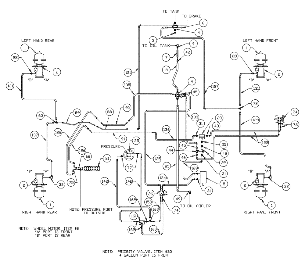 Схема запчастей Case IH PATRIOT 150 - (06-001) - HYDRAULIC PLUMPING-BASIC UNIT Hydraulic Plumbing